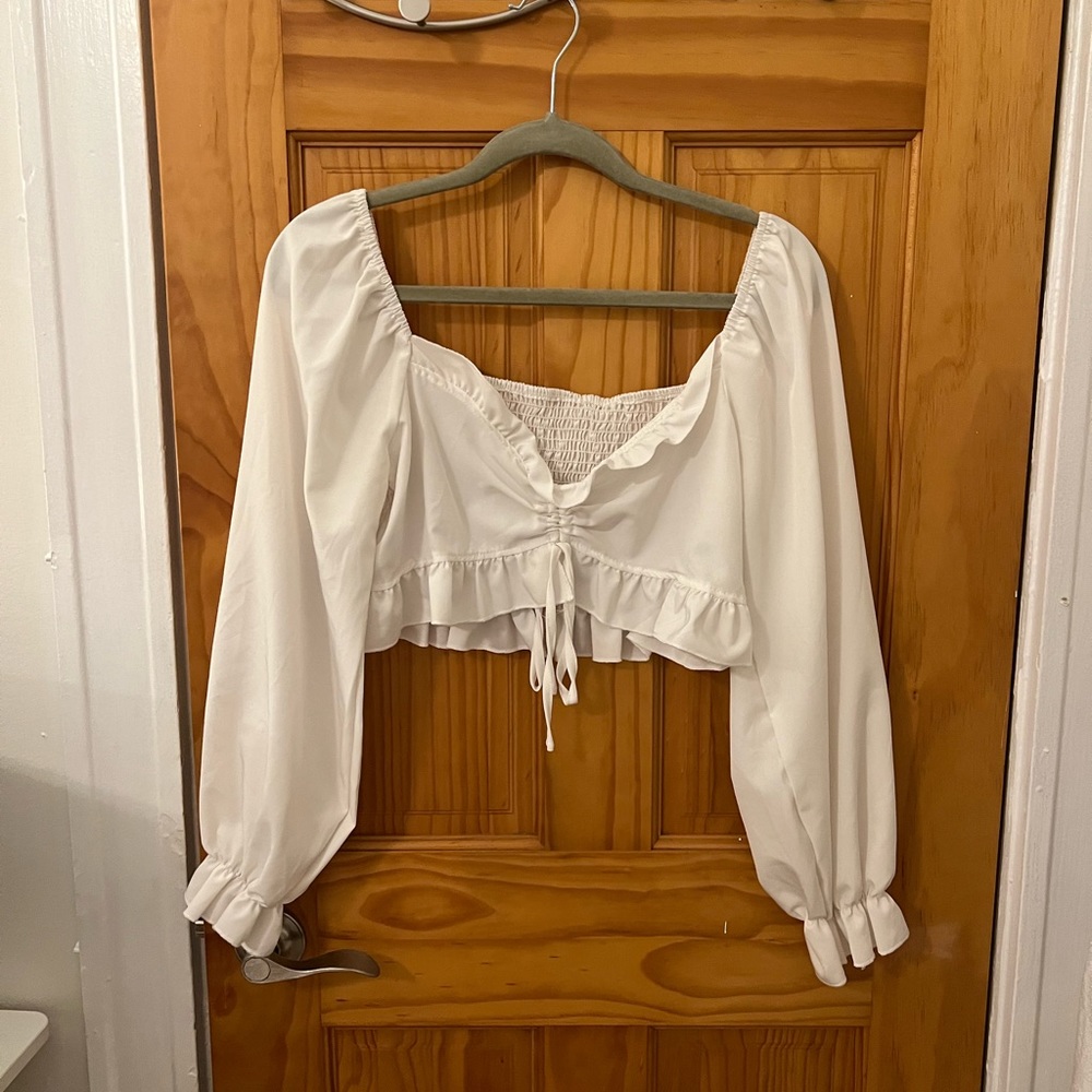 White cropped blouse